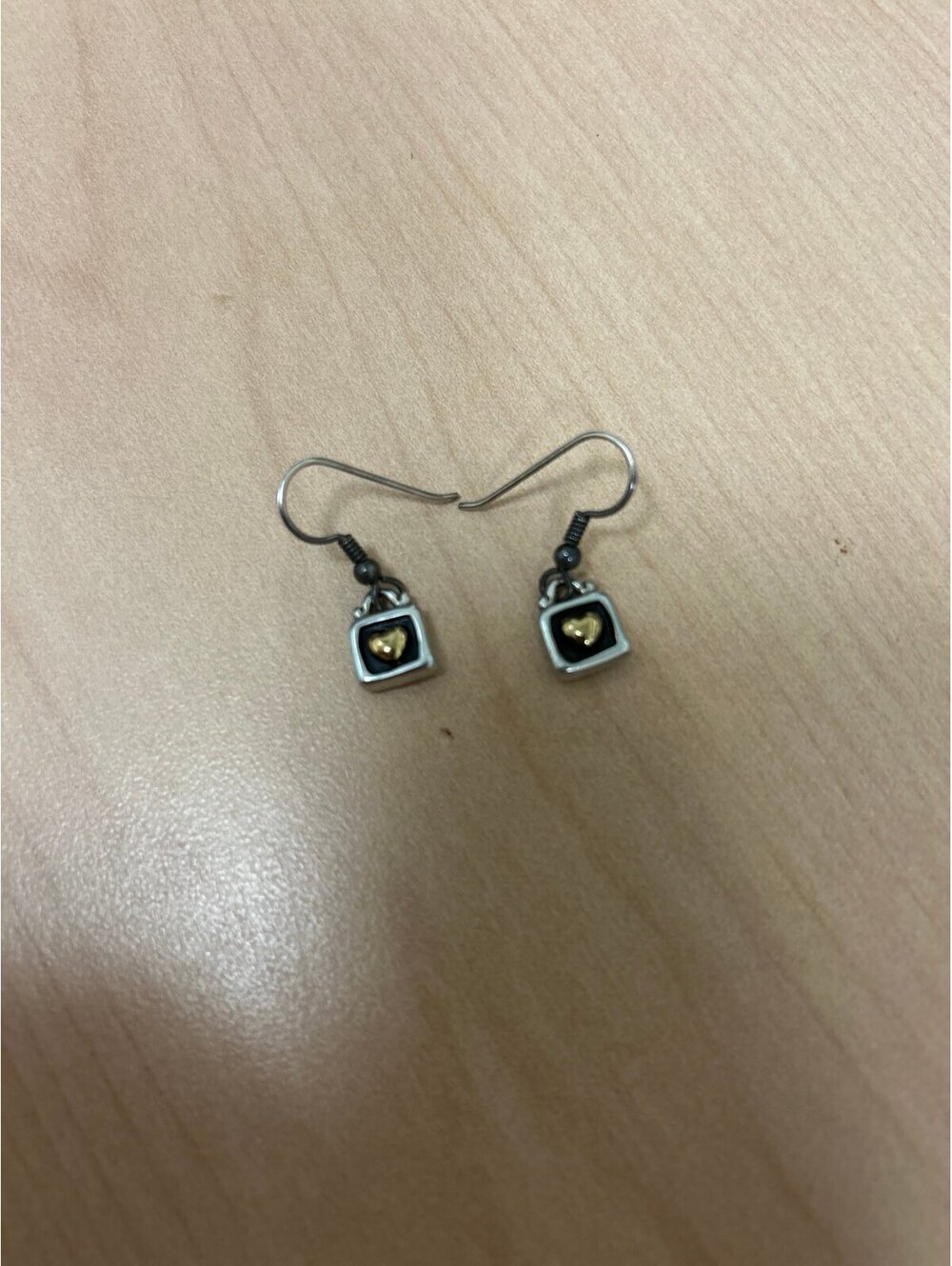 Brighton Tiny Two Toned Boxed heart Dangle Earrings